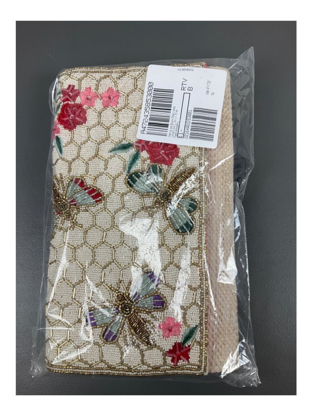 America and Beyond Rose Gold Embellished Convertible Clutch with Honeybee Motif
